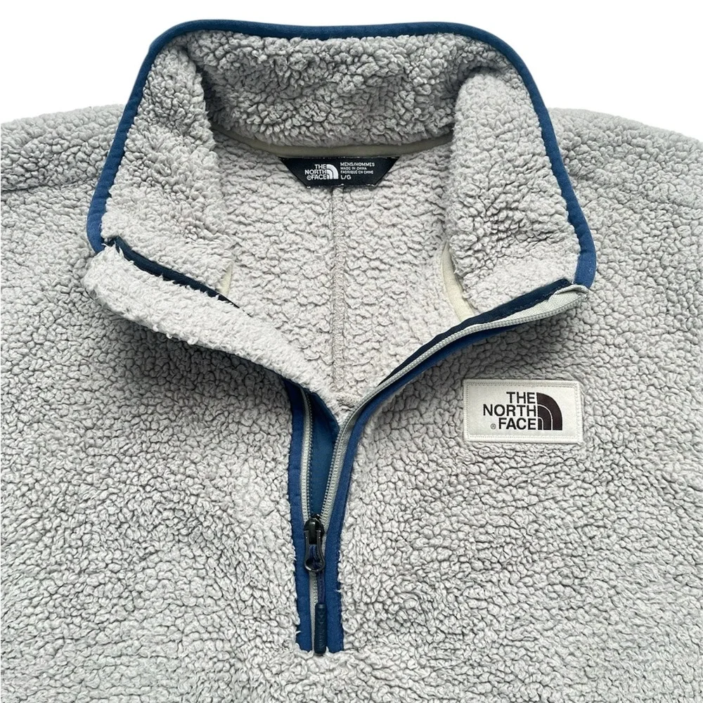 North Face Campshire Pullover Mens L Gray Sherpa Fleece Half Zip Style# NF0A33QX - Picture 3 of 8